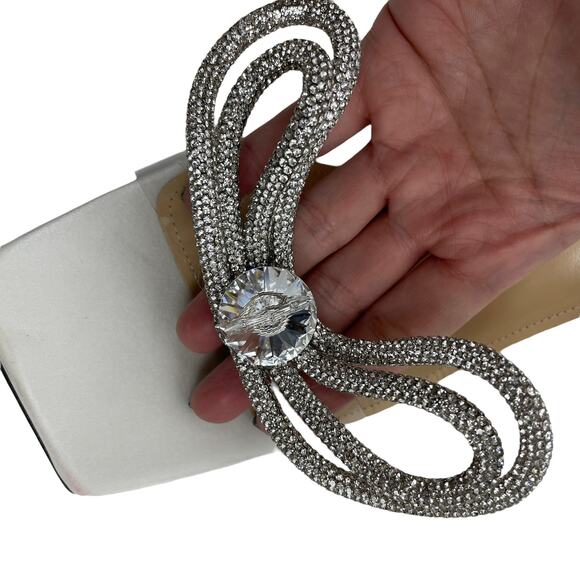 Mach & Mach Double Strap Square Toe Bow Sandals Satin White Size 42 - Picture 9 of 12